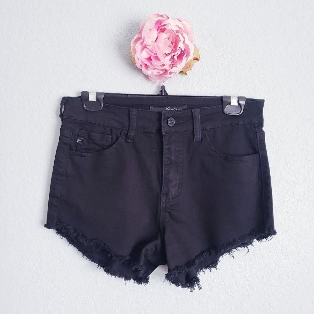 Kancan Black Raw Hem Distressed Shorts